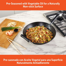 IMUSA 14in Light Cast Iron Preseasoned Wok with Cool Touch Handles