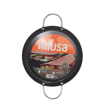 IMUSA 9in Carbon Steel Nonstick Round Comal with Metal Handles, Black