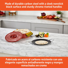 IMUSA 9in Carbon Steel Nonstick Round Comal with Metal Handles, Black