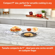 IMUSA 9in Carbon Steel Nonstick Round Comal with Metal Handles, Black