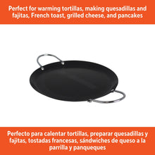 IMUSA 9in Carbon Steel Nonstick Round Comal with Metal Handles, Black