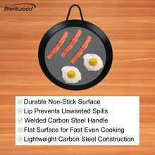 Brentwood Carbon Steel Nonstick Round Comal Griddle for Single Burner (9.5 In.)