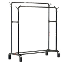 Freestanding Garment Rack, Double Rods with Wheels, Multi-Functional Bedroom Clothes Rack, Double Layer Hanger, Black