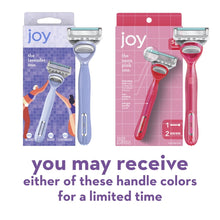 joy Razor for Women, 5 Blades, Manual Razor, Handle and 2 Razor Blade Refills, Neon Pink