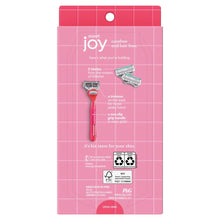 joy Razor for Women, 5 Blades, Manual Razor, Handle and 2 Razor Blade Refills, Neon Pink