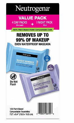 Neutrogena Makeup Remover & Night Calming Cleansing Towelettes, 25 ct., 5 pk.