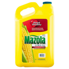 Mazola corn oil 2.5 gallon yellow jug with corn graphic and heart healthy label