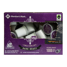 Brands For Less USA Members Mark 100 count box of French Roast single serve coffee cups in purple packaging