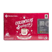Member's Mark Colombian Supremo medium-dark roast coffee pods 100 count box