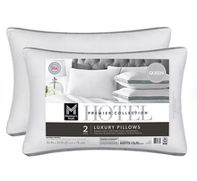 Members Mark queen size white luxury pillows with gray trim two pack premium hotel pillows for home