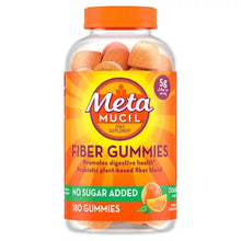 Metamucil fiber gummies no sugar added orange flavor 180 count fiber supplement bottle