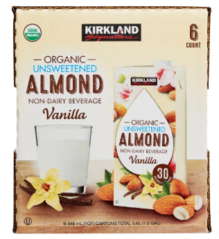 Kirkland Signature, Organic Almond Beverage, Vanilla, 32 fl oz, 6-Count