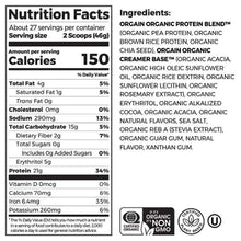 Nutrition facts and ingredients list for Brands For Less USA organic plant-based protein powder with 21g protein per serving