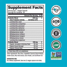 Physician's Choice 60 Billion Probiotic capsules supplement facts label showing probiotic and prebiotic blend ingredients