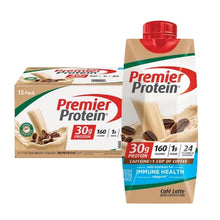 Premier Protein Cafe Latte shake 15 pack with 30 grams protein and immune health support
