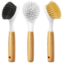 propuri Dish Brush Set with Bamboo Handle, Kitchen Scrub Brush,3 Pack Yellow White Black - Brands For Less USA