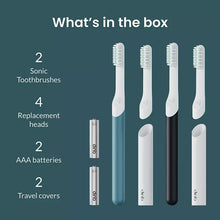 quip Sonic Electric Toothbrushes, Marine and Charcoal, with 4 Replacement Brush Heads, 2 pk. - Brands For Less USA
