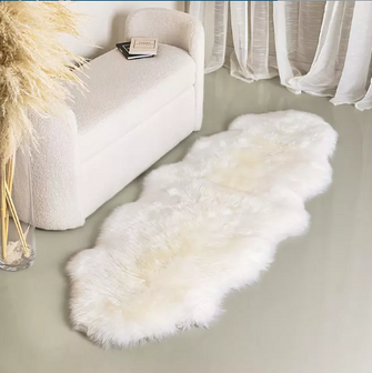 100% Genuine Sheepskin Rug, 5'10" x 1'11"