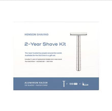 Henson Shaving Handle, Razors, Stand, 2-Year Shave Kit, 100 Razor Blades