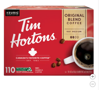 Tim Hortons Coffee Original Blend K-Cup Pod, 110-count