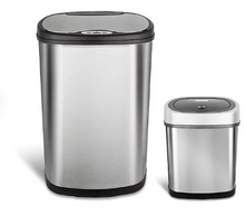 Nine Stars Sensor Trash Cans, Stainless Steel 13.2 gal./3.2 gal.