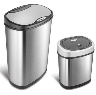 Nine Stars Sensor Trash Cans, Stainless Steel 13.2 gal./3.2 gal.