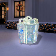 Member's Mark 32" Pre-Lit Iridescent Twinkle Tinsel Gift Box Decor