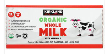 Kirkland Signature Organic Whole Milk, 8 fl oz, 18-count