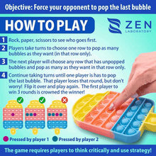 Zen Laboratory colorful pop it board with hand pressing bubble instruction card for fidget toys pack for kids